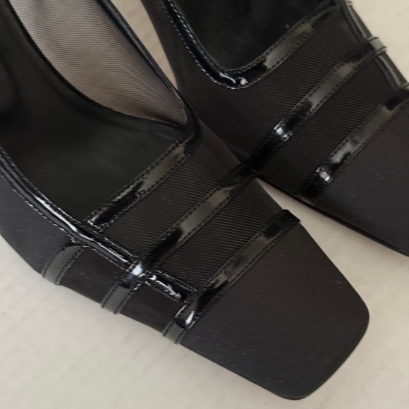 J. Renee Black Fabric & Leather 3" Block Heels Mesh Side & Top Women's Size 8M - Picture 5 of 12